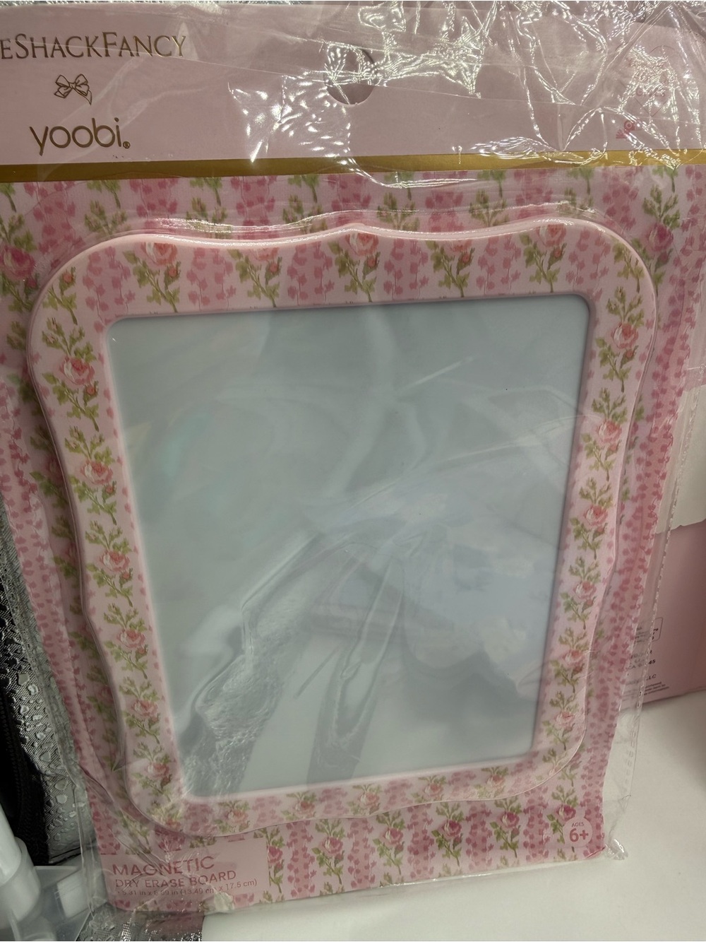 LoveShackFancy Pink Floral Magnetic Mirror & Dry Erase Board